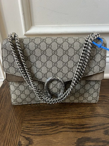 Sac Dionysus Gucci moyen à rabat suprême beige marron en daim
