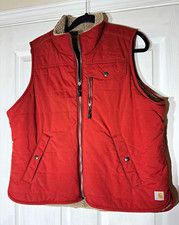 Carhartt Men's Sherpa Lined Full Zip Vest Red XL Stand-Up Collar Workwear