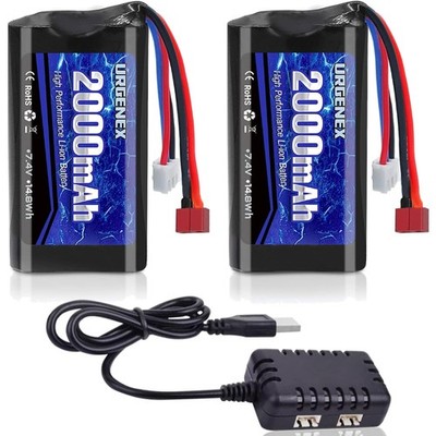 Li-ion Batterie 2000mAh 7.4V RC Akku 2S Deans T Plug für RC Car Boot Truck