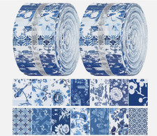 40 Pcs Chinoiserie Fabric Blue and White Jelly Fabric for Quilting Roll Porce...