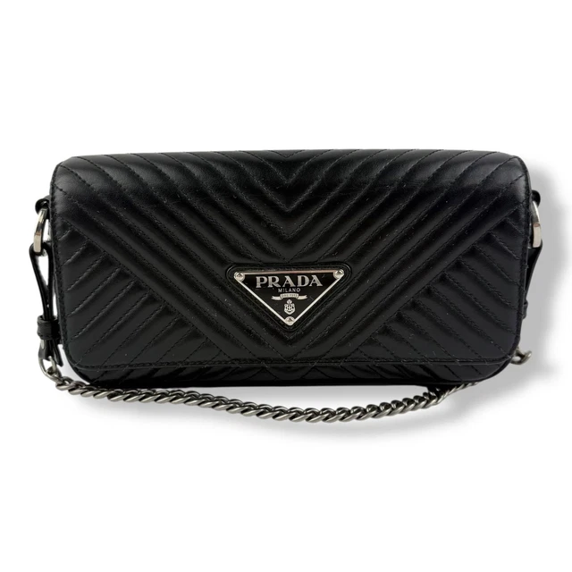 Prada Impunture Black Nappa Leather Crossbody Handbag