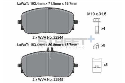 Bremsbelagsatz Scheibenbremse STREET+ PAGID Racing T8212SP2001 für MERCEDES W177