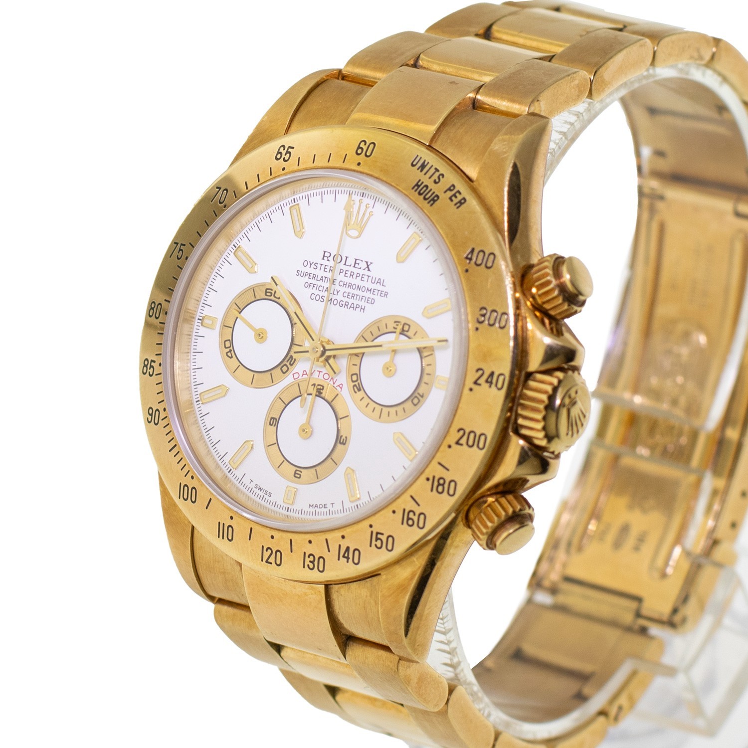 Rolex Daytona 40mm 18K Yellow Gold White Dial & Gold Bezel 16528 - unpolished