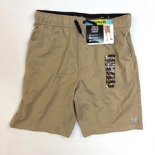 Hurley Youth Hybrid Board Shorts Khaki Tan 4-Way Stretch Size XL 14/16 NWT Surf