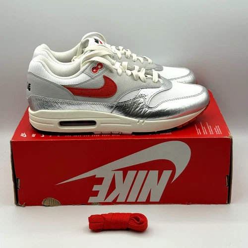 Nike Air Max 1 Premium Shoes Mens 10 White Chili Red SE Hot Sauce HF7746-100