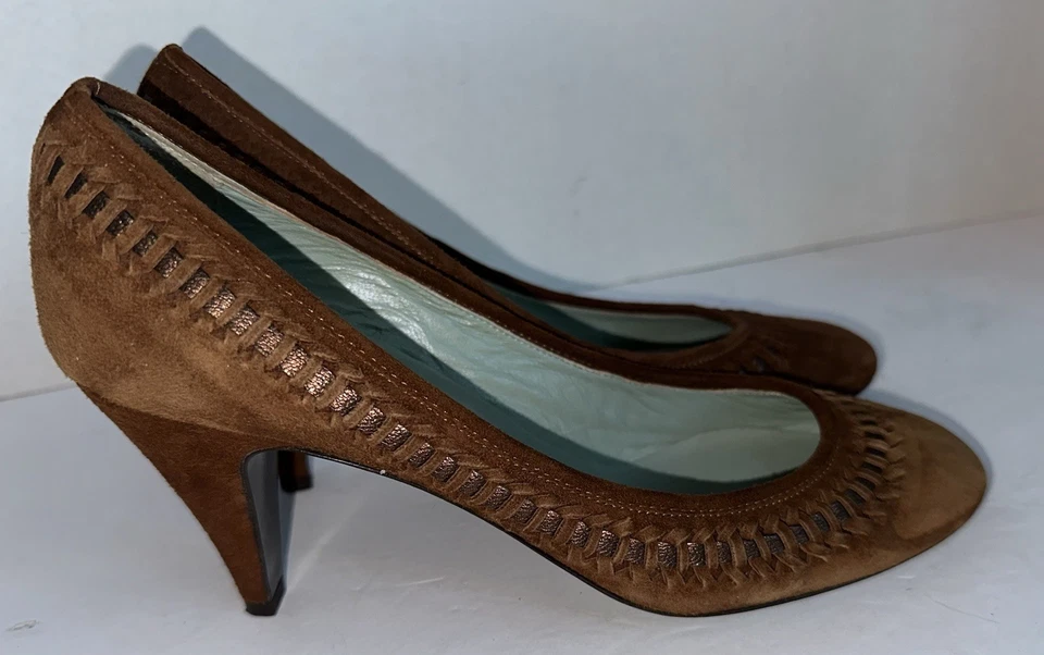 Zapatos de salón Belle By Sigerson Morisson marrón gamuza diseñador talla 8,5 B Italia Foto 3 de 4