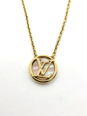Louis Vuitton Collier Necklace Gold Mother of Pearl AB Rank 15mm