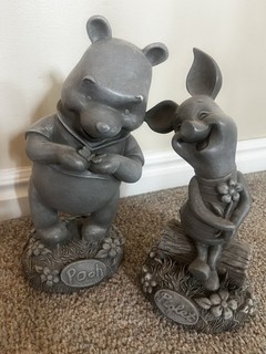 Disney Piglet &Winnie The Pooh White Swan Disney Garden Statue Resin Figure 8.5”