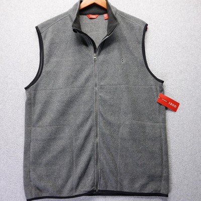 Izod Vest Mens L Gray Polar Fleece Performance Full Zip Sleeveless Warm Golf Dad