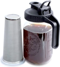 Cold Brew Mason Jar Coffee Maker 32 OZ Wide Mouth Cold Brew Pitcher With Coffee 