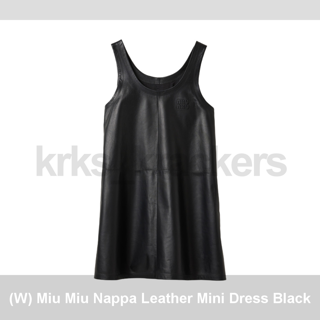 Image of (W) Miu Miu Nappa Leather Mini Dress Black