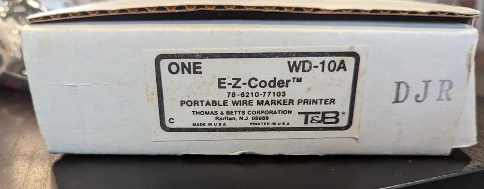 复古 Thomas&Betts E-Z 编码器线标记标签打印机 WD-10A 全新带盒 罕见  — 第 2/4 张图片
