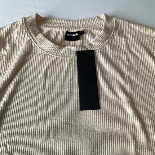 Mono B Crop Top Womens Size L Tan Ribbed Long Sleeve Stretch - Picture 5 of 17
