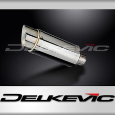 Silenciador de escape Delkevic redondo de acero inoxidable para motocicleta de 8 pulgadas con correa