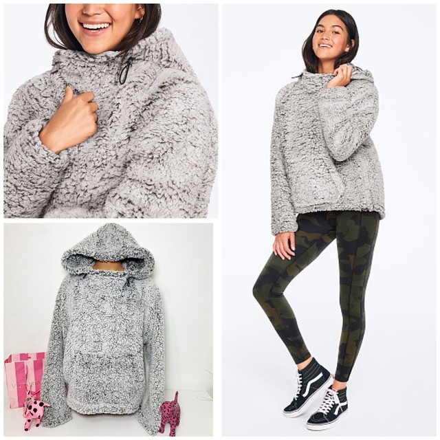 hooded sherpa pullover