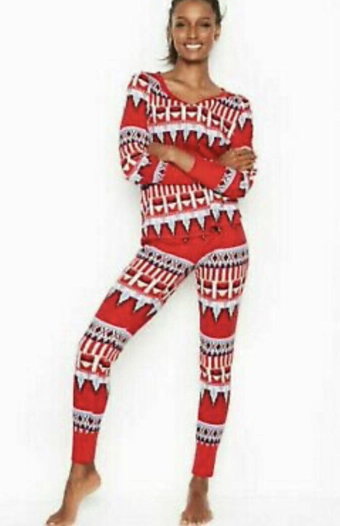 Victoria's Secret Women's SZ L Thermal Top Long Sleeve Red