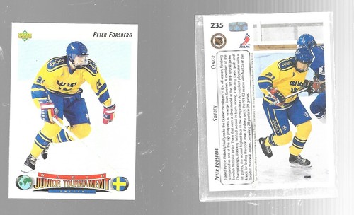 1992-93 Upper Deck Peter Forsberg 235 Sweden World Junior Tournament Hockey Card - Picture 10 of 12