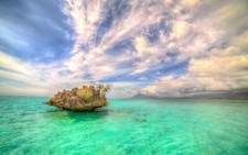 Landscape nature rocks island sea turquoise water Custom Gaming Mat Desk