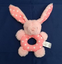 Snuggle Chums Rabbit Rattle Ring Hand Comforter Doudou Blankie Pink