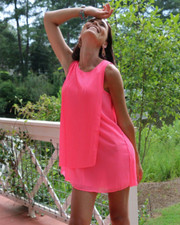 Ark & Co Anthropologie Dress Size S Pink Pleated Crewneck Swing Sleeveless
