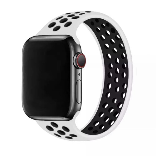 Cinturino per Apple watch Solo Loop Forato Gomma Bianco Nero 2021(42-44 MM)  | eBay