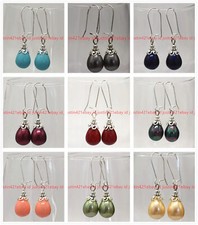 Huge 12x16mm Drip Multicolor South Sea Shell Pearl Dangle Earrings AAA