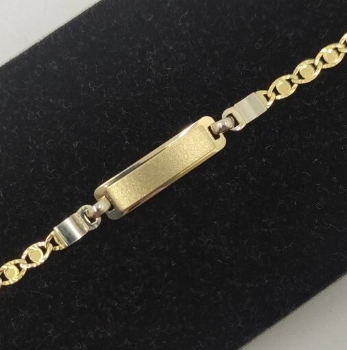 Bracelet Gold 18k 750 Mls. Bicolor. For Beb . With Badge For