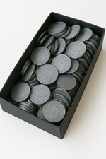 500 Jetons – Ø28mm – Silber – aufdruck:Bitcoin-Symbol – Trinkjetons – Wertmarken