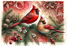 Pair of Cardinals | A4 Rice Paper | Paper for Decoupage | Decoupage Creatives
