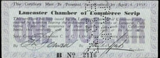 CA $1 Lancaster Chamber of Commerce California April 6th, 1933 Depression Scrip