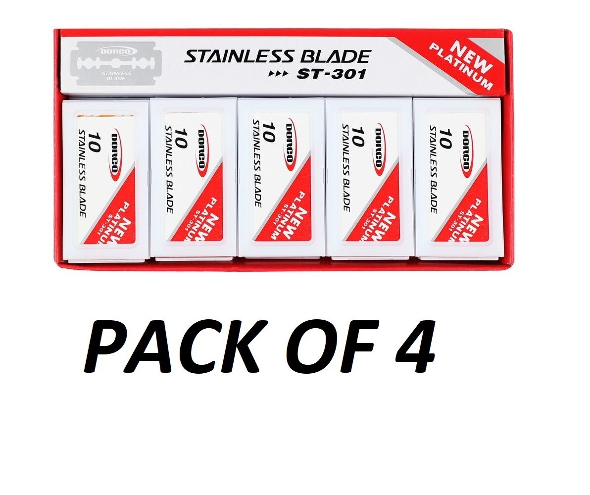 Dorco ST301 Double Edge Razor Stainless Blades (100 Blades/pack )  PACK OF 4