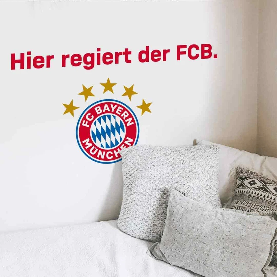 DEKO DEPARTMENT Wandtattoo Hier regiert der FCB 5 STERNE Offizielles Lizenzprodukt FC Bayern