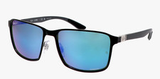 RAY-BAN Sunglasses RB 3721CH 9144/A1 59-17 Black Frames w/ Blue Polarized Lenses