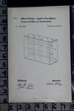 1872 PERRY WEST MANSFIELD MA FIRE BRICK STOVE LINER BURNER PATENT LITHO 122908
