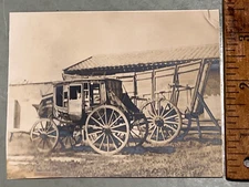 1901 Sutters Fort Sacramento CA stage coach & Conestoga wagon photograph 4.5”