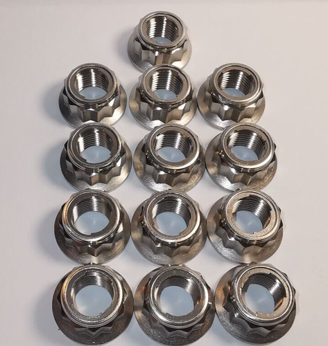 M10 x 1.0 titanium Grade 5 12 point bi hex flange nuts - Picture 15 of 18