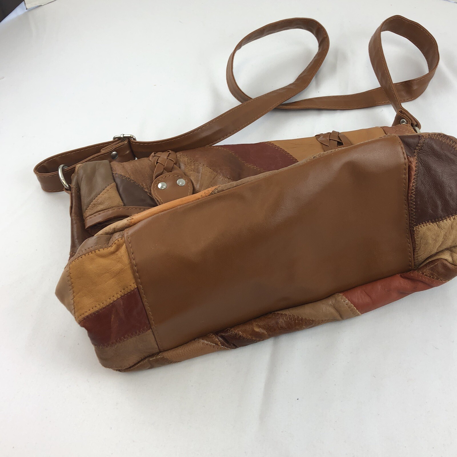 leather flap purse patchwork pattern Vintage - image 2