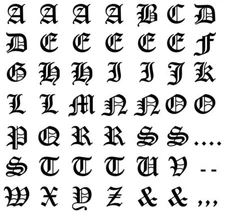 Old English Letter Sheet Vinyl Decals | Gothic Olde | Die Cut Stickers