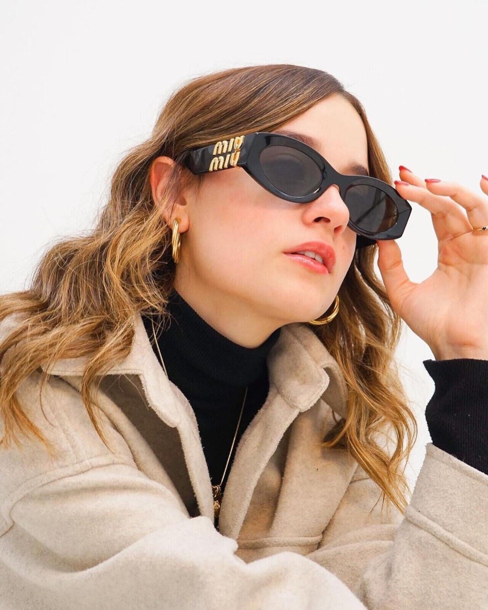 Miu Miu Sunglasses MU 11WS 1AB5S0 Black Gold Dark Grey Lens