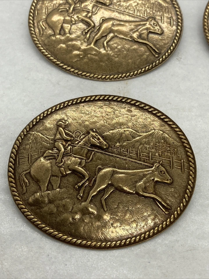 4 шт винтажные латунные завязки на булавки занавески ковбойские 1-7/8 дюйма x 1-1/2 дюйма овальные - Изображение 3 из 4