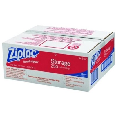 Ziploc 1gal, 1.75mil, Double Zipper Bags w/ write-On Panel (250/CT) Clear