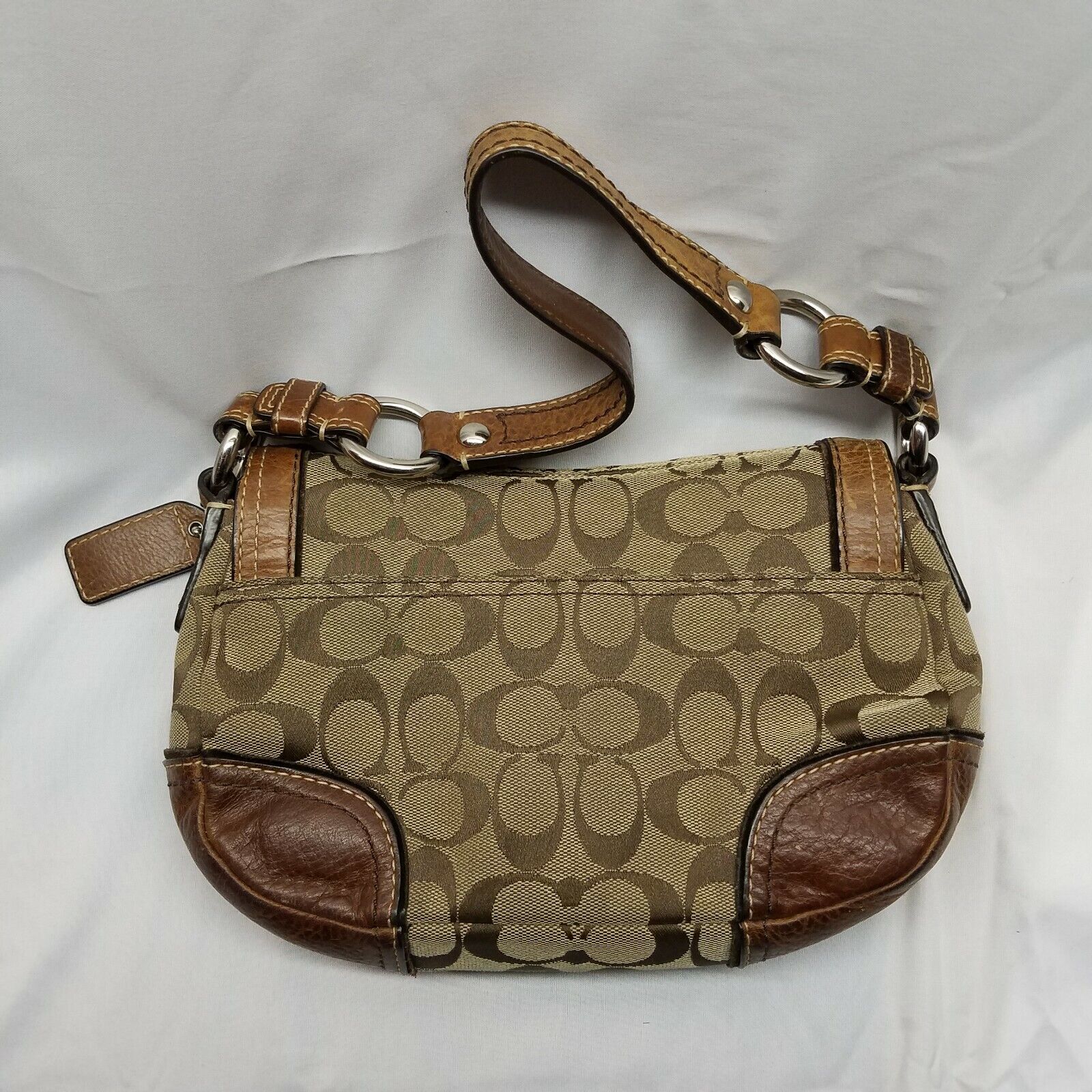 Coach DO794-10983 Purse, Brown, Cloth and Leather