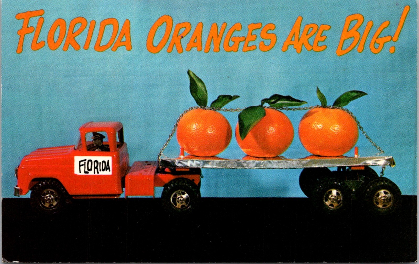 Vintage Florida Oranges Advertising Semi Truck Haul Postcard 25750