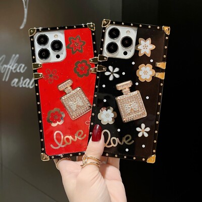 For Samsung S25 Ultra S24 S23 Ultra A54 Note 20 Luxury Perfume Bottle Ring Case