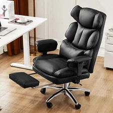 ZUNMOS Executive Home Office Chair Tall High Back with Footrest Lumbar PU