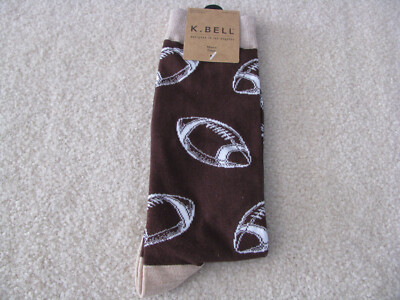 K. Bell Men s Football Crew Socks Brown NWT