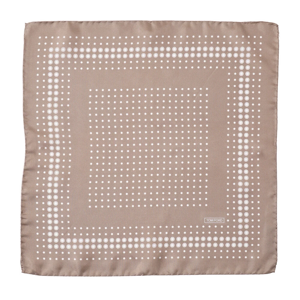 Новый $180 TOM FORD светло-коричневый и белый точка печати шелковый карман квадратный - Изображение 2 из 4