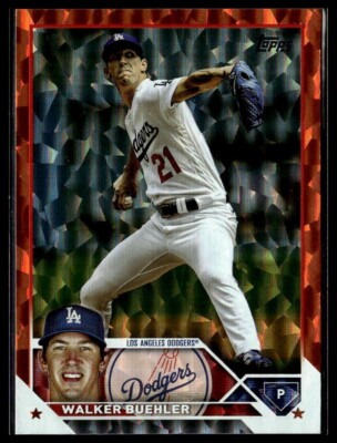 2023 Topps 391 Walker Buehler Los Angeles Dodgers Orange Foil 054/299