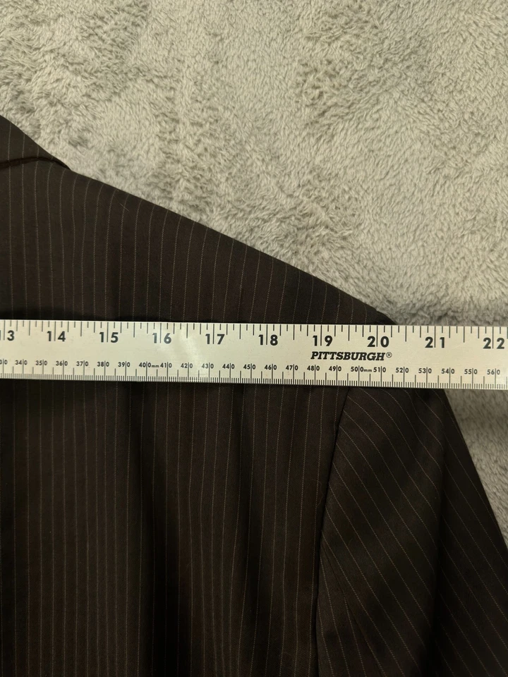 Traje Chaqueta Abrigo Deportivo Blazer Sean John 46R Mezcla de Lana Marrón Rayas Ventilación Única Foto 4 de 4