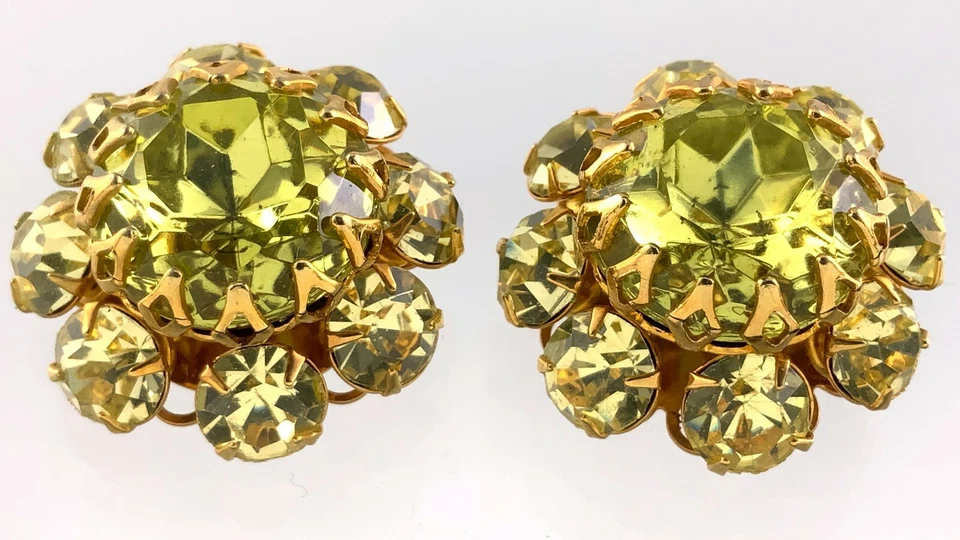 Juego de 2 botones florales de 1 pulgada con botones de ropa de color verde estrás checo 382B Foto 2 de 4